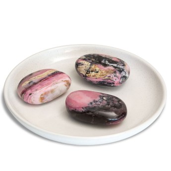 Three dendritic pink opal stones