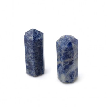 three terminated points carved from the blue coloured mineral sodalite